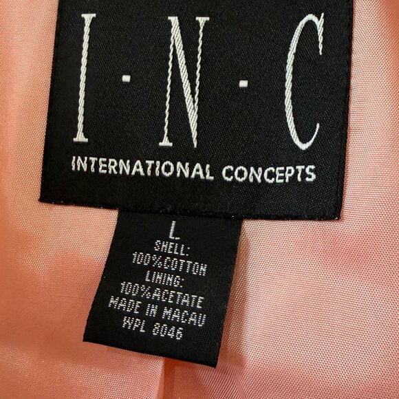 Vintage INC Pink Double Breasted Long Line Blazer Coat jacket Pink Size Large - Picture 10 of 11
